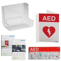 Philips AED Awareness Sign and Wall Mount Bundle - Red