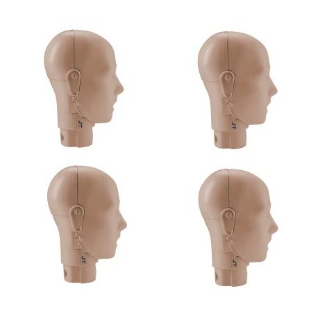 PRESTAN ADULT MANIKIN JAW THRUST HEAD ASSEMBLY - 4 PACK - MEDIUM SKIN