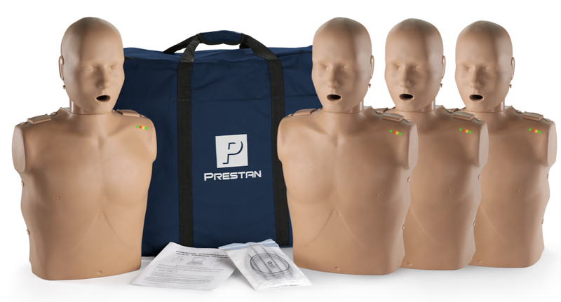 PRESTAN ADULT CPR MANIKIN W/ MONITOR - 4 PACK - DARK SKIN