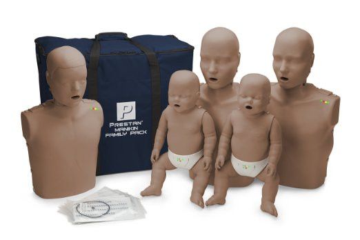 CPR Training Products - Prestan Family Pack Of CPR Manikins (2 Adults, 1 Child, & 2 Infants) With Compression Rate Monitors